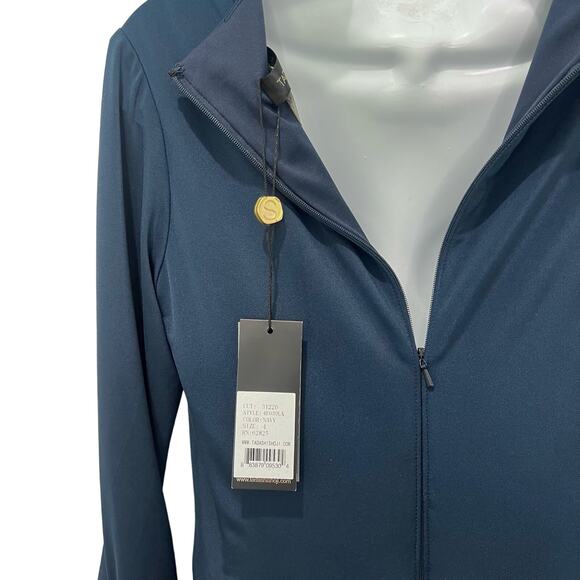 Tadashi Shoji Navy Blue Long Sleeve Sequin Evening Gown Maxi Dress Sz 4 NEW Tags - Picture 4 of 15